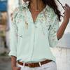 Spring Summer Floral Print Blouse Women Long Sleeve Lapel Loose Shirt Plus Size Top Button Up