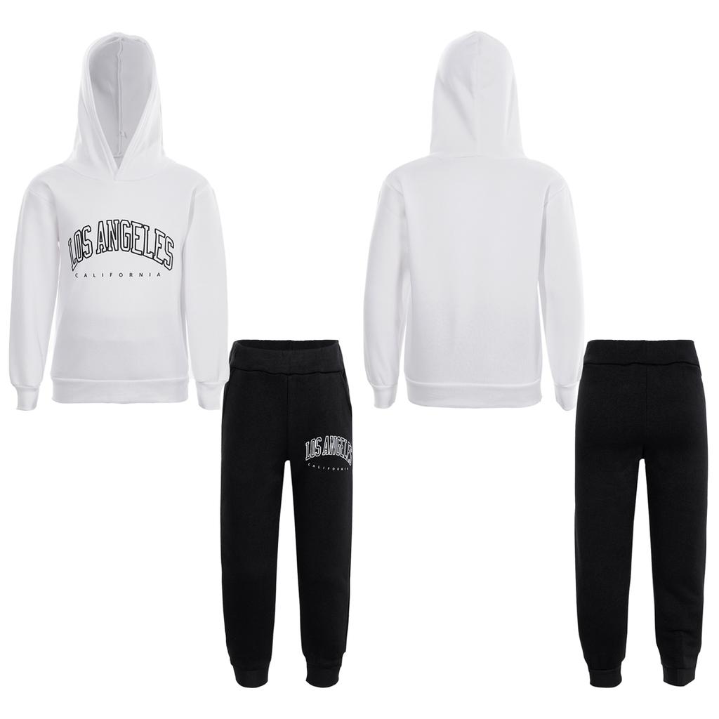 Costume de Sport pour enfants, garçons et filles, lettre imprimée, survêtement, pull à manches longues, sweat-shirt à capuche et pantalon, ensemble deux pièces