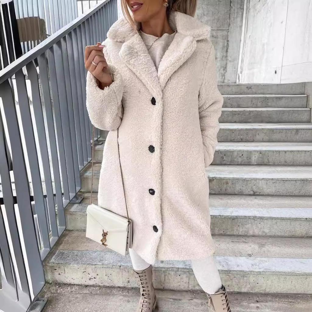 2024 Furry Long-Sleeved Lapel Women's Plush Coat - Autumn/Winter Collection.