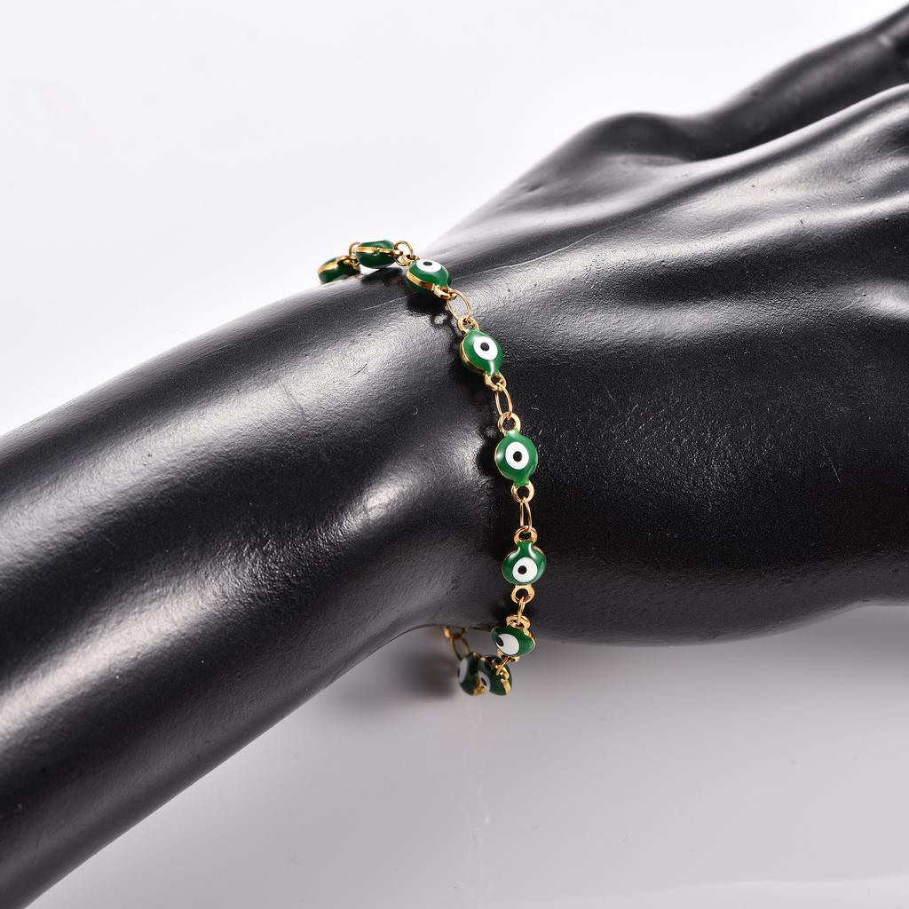 4mm Stainless Steel Round Turkish Evil Eye Bracelet Link Hand Chain for Women Girl Wristband Anklets Metal Jewelry Summer Gift