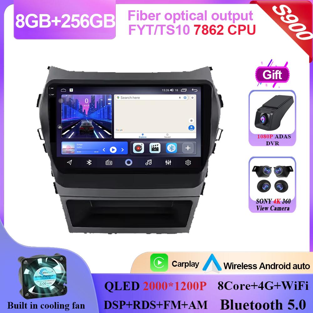 Carplay Android 14 Dla Hyundai Santa Fe 3 2013 - 2016 Radio Samochodowe Stereo Odtwarzacz Multimedialny Nawigacja GPS NIE 2din DVD 5G Wifi BT