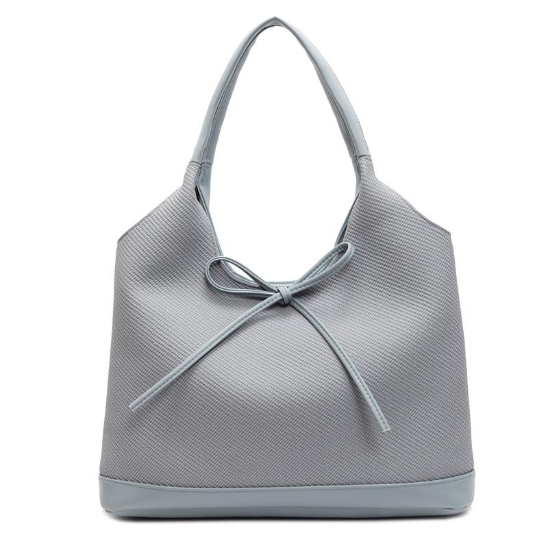 Simple and Large-capacity Tote Bag Women's New Color Matching Casual Underarm Bag Bow Fashionable and Sweet