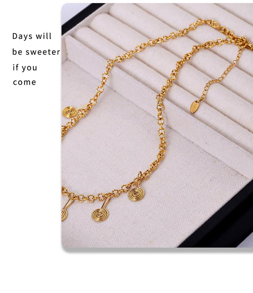 Qiong Yao Stainless Steel Jewelry Set: Mosquito Coil Holder, Tassel Earrings, Necklace, Anklet - New Ins Style for Women