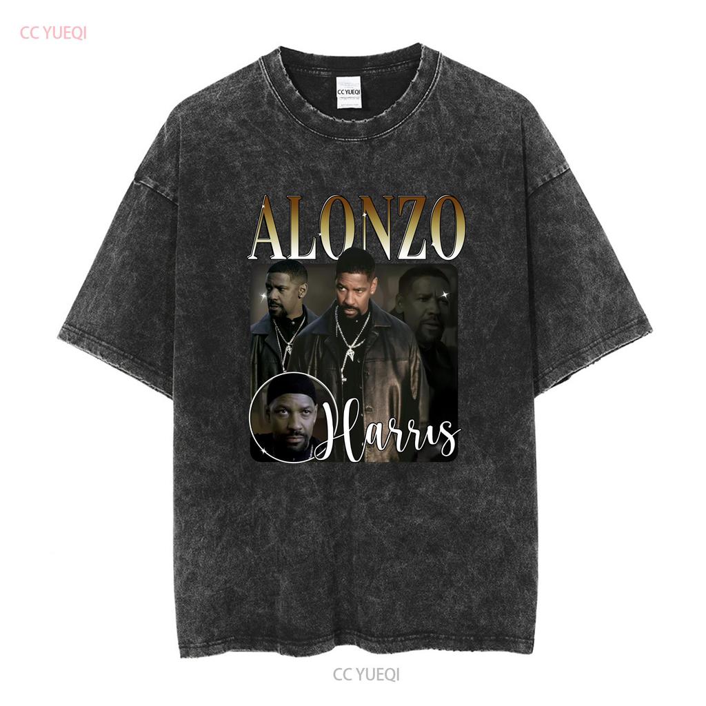 Training Day Denzel Washington Alonzo Harris Maglietta Film Cotone Nero vintage Lavata moda Leggermente grafica Alla moda Casual