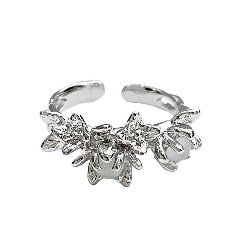 Retro Imitat Jade Chalcedon Exquisiter Ring Damen Süß Kühl Nische Opal Hoher Sinn Einfach Einzigartiges Design Accessoires