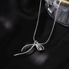 Fashion Silver Color Ribbon Bow Pendant Necklace for Women Girl 2024 New Simple Metal Snake Bone Chain Necklace Jewelry Gift