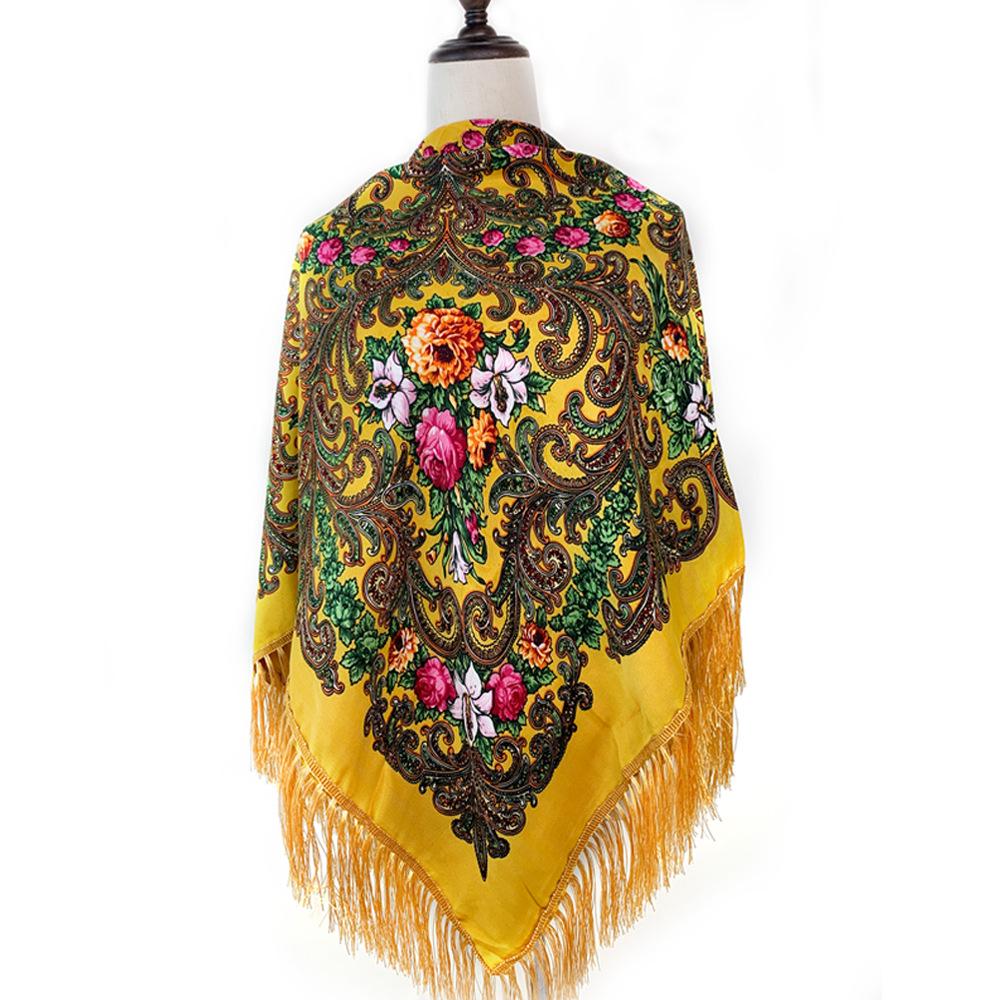 Ethnic Russian-Style Women s Tassel Scarf: Warm Autumn/Winter Shawl & Travel Headscarf