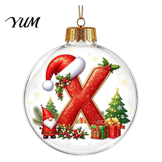 Indoor Outdoor Xmas Hanging Ornaments 26?Letter Acrylic Christmas Ball Ornament, 3D Crystal Style Alphabet Holiday for Home Pendant, Tree