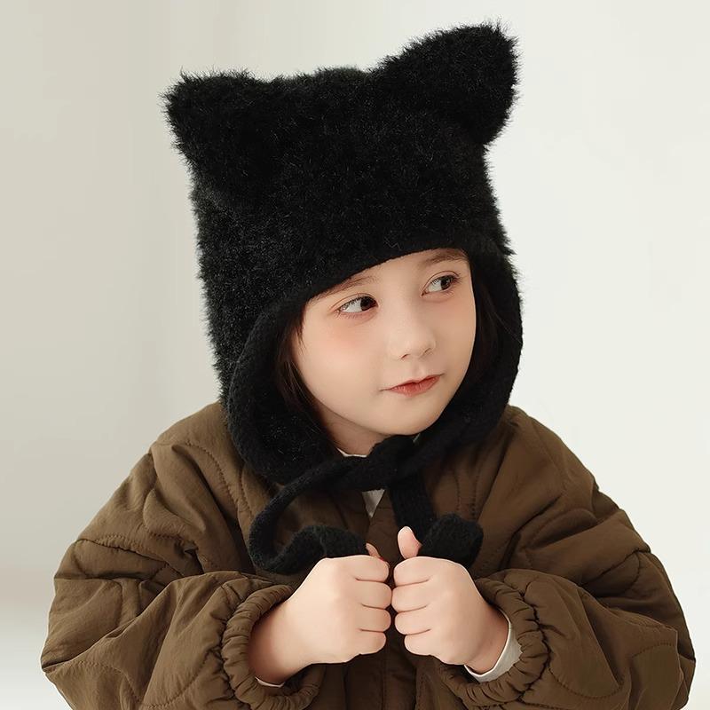 

2024 Children s Plush Knitted Turban Hat: Warm Pullover for Boys & Girls - Autumn/Winter Recommended Age 3-10 years [46-52cm] чёрный
