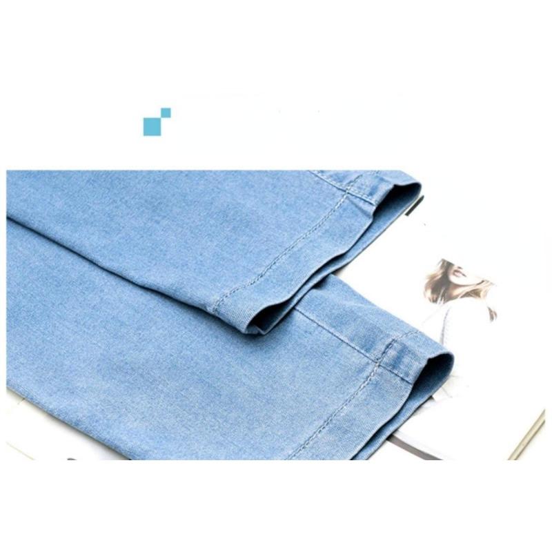 Calças jeans femininas de verão, cintura alta, soltas, de seda gelada, perna reta, calças harlan