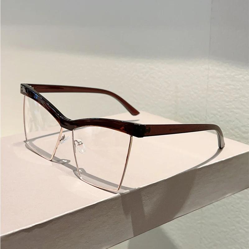 Oversized Cat Eye Glasses Women Fashion Blue Light Blocking Optical Frames  New Ins Trendy Brand Design Eyeglasses