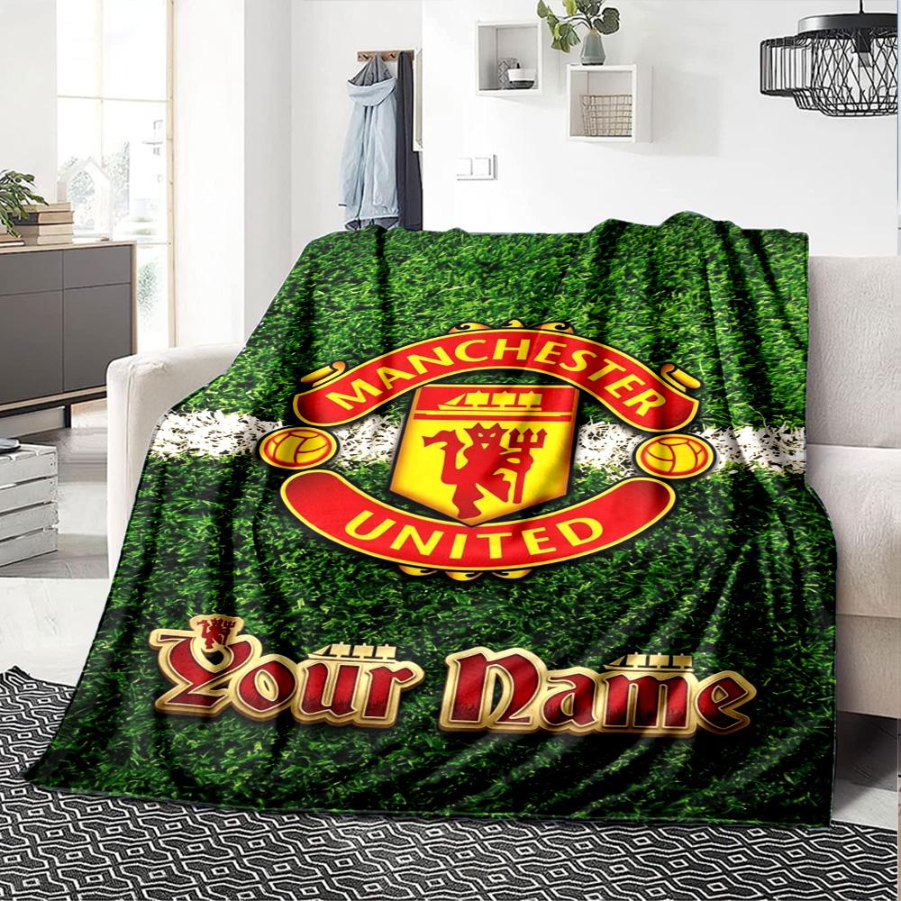 Name Custom Manchester United Fc Print Flannel Blanket High Quality Warm Comfortable Cover for All Seasons Perfect for Gifts Home Decor
