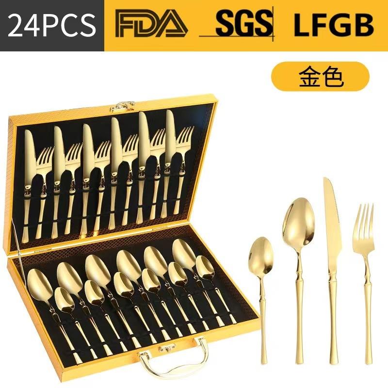 Stainless Steel Tableware 24-piece Set Small Waist Family Western Food Steak Knife, Fork and Spoon Set
