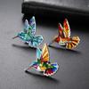 Teamer Hummingbird & Garland Stainless Steel Charms Brooch For Women Men Style Colorful Bird Suit Badge Pin Accessories Gift