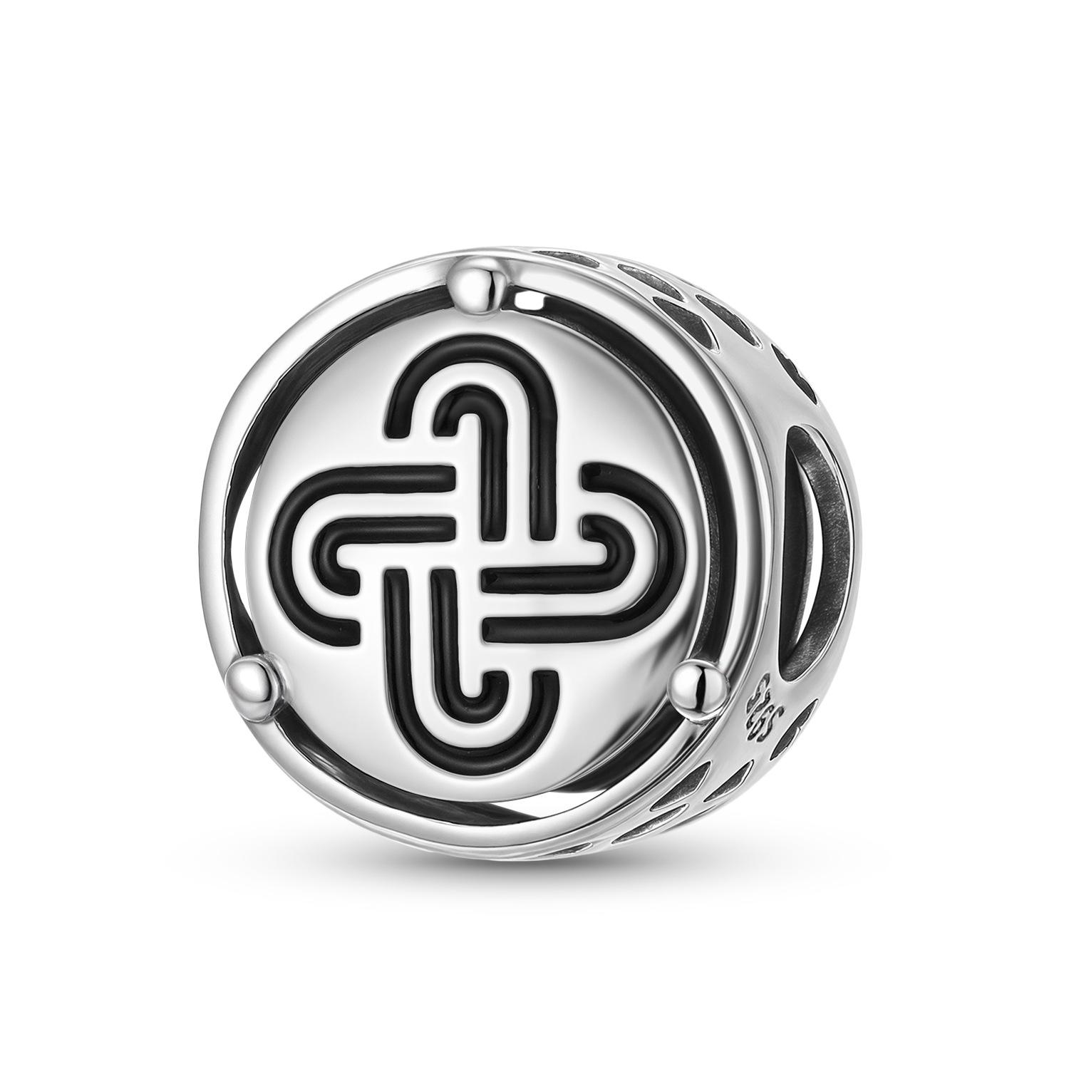 Solomon s Knot Solomon s Knot Symbol S925 Sterling Silver Beaded Bracelet DIY Jewelry Accessories Beads S925 sterling silver