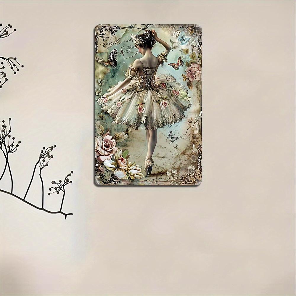 1pc Aluminum Vintage Ballerina Tin Sign - Reusable, Pre-Drilled Wall Decor for Home & Bar - Shabby Chic, Waterproof, Weather-Res