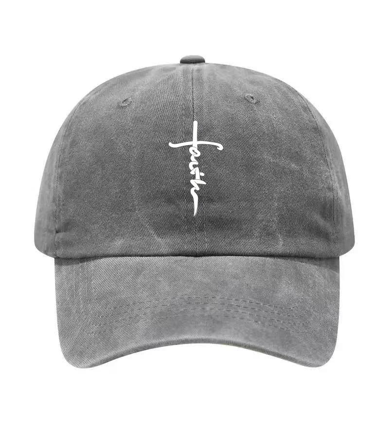 Bawełniana Czapka Baseballowa z Nadrukiem Krzyża, Regulowana, Klasyczna Snapback, Czapka Taty, Oddychająca, na Golfa, Wędkowanie, Outdoor, Ochrona Przeciwsłoneczna