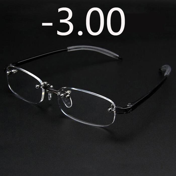 New Frameless Myopic Glasses Gray Frame Eyeglasses Men Women Rimless Super Light Frame Myopia Glasses 100 ~ 400 Degrees