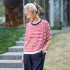Mu Zi Women's Summer Striped Lyocell Blend T-Shirt