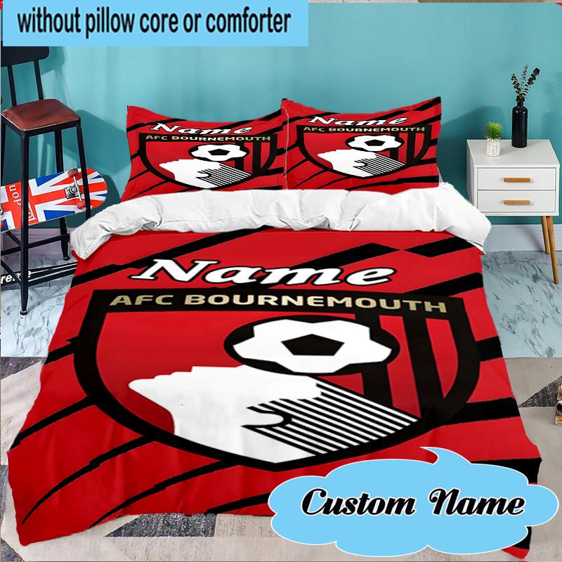 Custom Name Bournemouth Crest Bedding Set 3pcs, Bedding Set Including 1pc Duvet Cover And 2pcs Pillowcases for Bedroom, Dormitory Gift