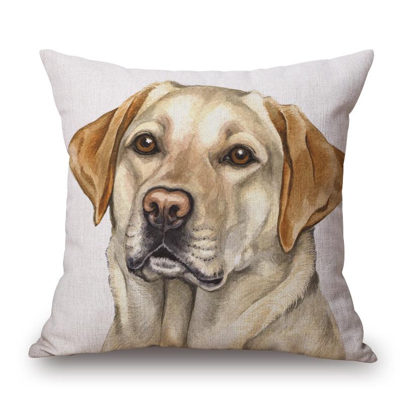 Hand Painting Dog Posters Cushion Cover Greyhound Bull Terrier Labrador Animals Portrait Pillowcase Decorative Pillows For Sofa