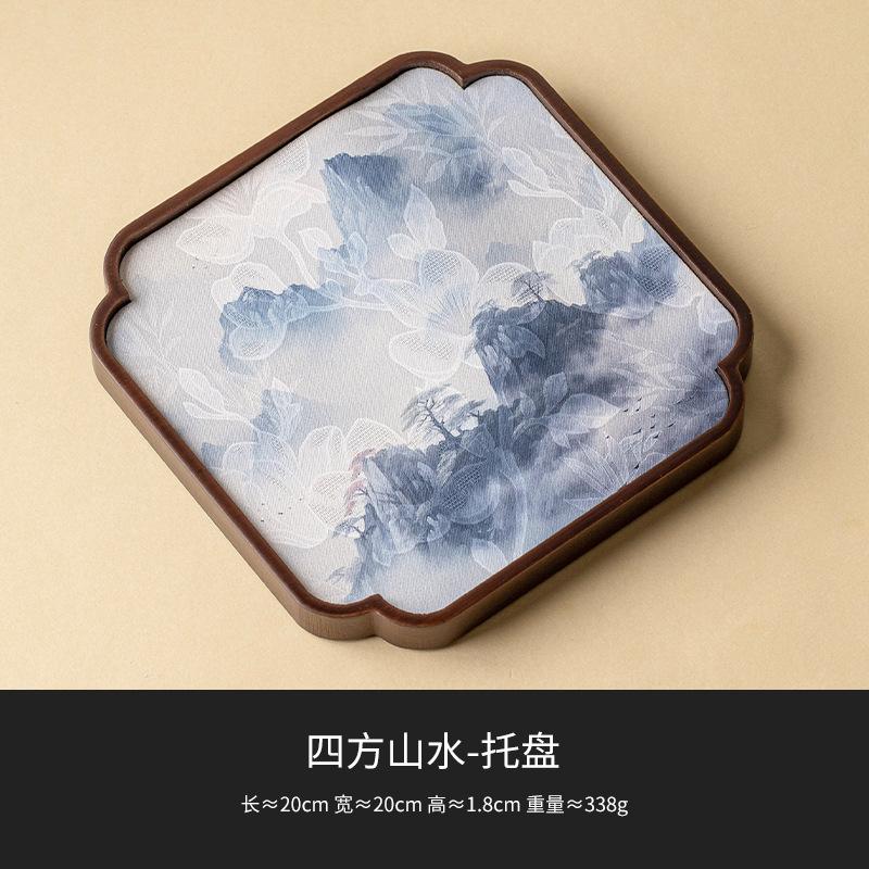 Bambus-Teetablett mit blütenblattförmigen Untersetzern im Lotus-Design Wohnzimmer Trockenaufguss-Tablett Traditionelles Chinesisches Kung Fu Tee-Set