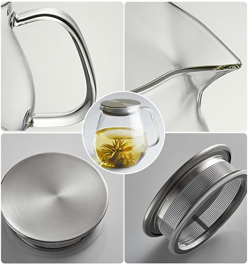 IwaiLoft Leaf Pot Pure, Heat-Resistant Glass Teapot/Coffee Server, Microwave and Dishwasher Safe (700ml)