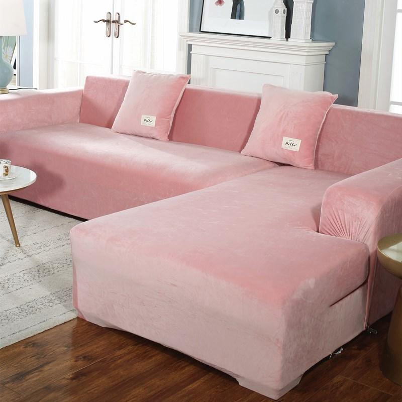 Velvet Sofa Cover For Living Room Elastic Thick Plush Sofa Cover For Sofa L-Shaped Corner Sofa Covers 1/2/3/4 Seater