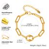 Chunky Stainless Steel Bracelets for Women,Gold Color Handmade Chain Ring Accessories Bracelet,Classic Jewelry Gift