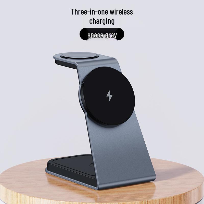 Magnetic 3-in-1 Alloy Stand Wireless Charger for Phone, Watch & Earbuds