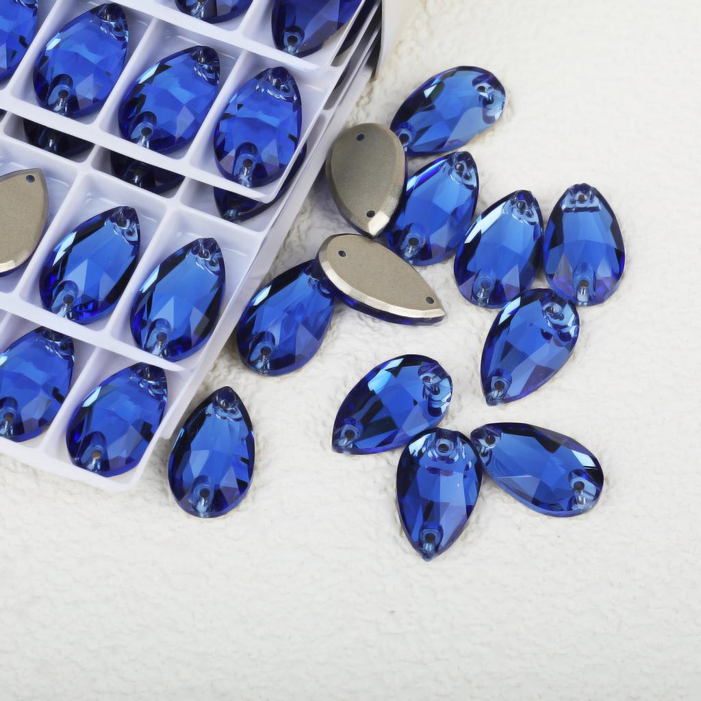 K9 Weichen Glass Boutique Hand-Sewn Drill Flat Bottom Double Hole Water Drop Flat Buckle Ab Special-Shaped Colored Diamond Diy/Double Hole Gem Drill