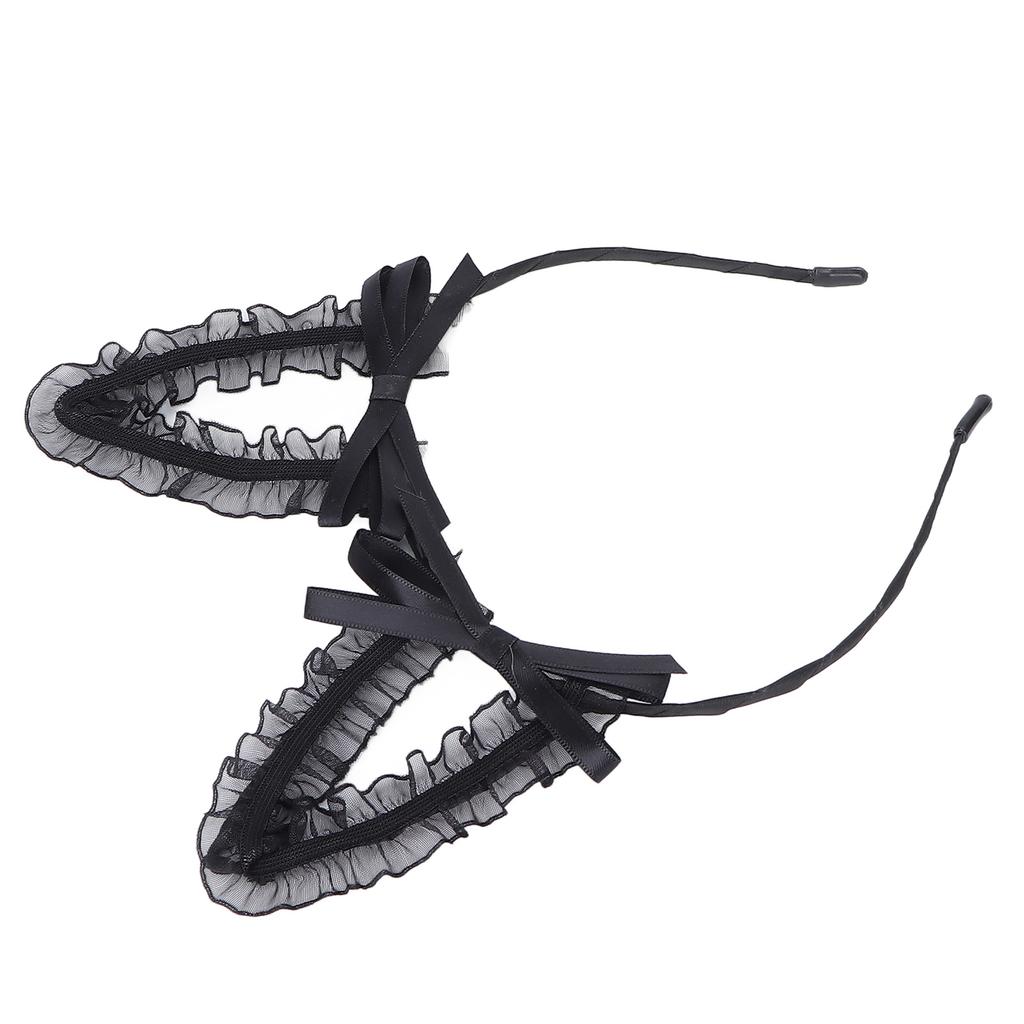 Lace Ear Headband Women Girls Cute Bowknot Decoration Halloween Cosplay Party Hairband