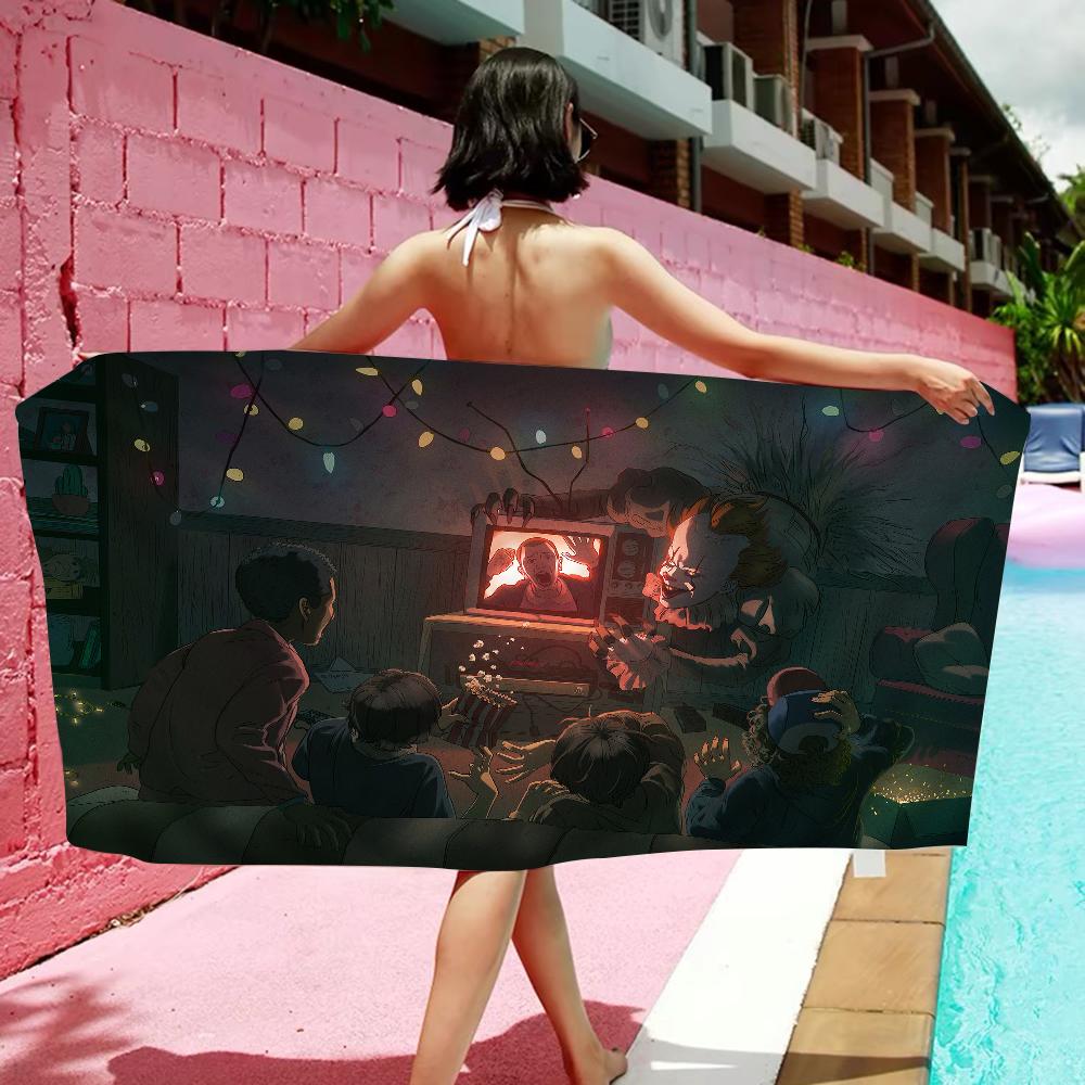 

S-Strangers T-Things Towel Microfiber Beach Towel Absorbent Quick dry Soft Yoga Swimming Resort Mountain Climbing Towel W40*H60(CM)