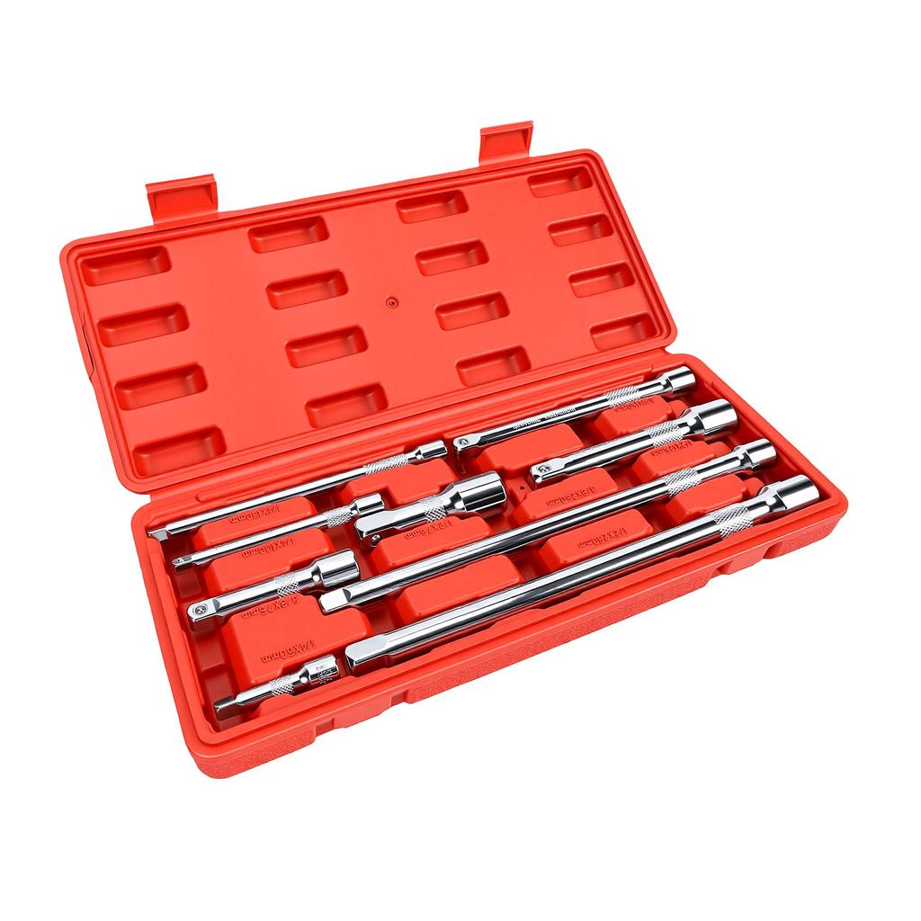 9PCS Wobble Extension Set 1 4in 3 8in 1 2in Drive Ratchet Extension Bar for Auto Repair