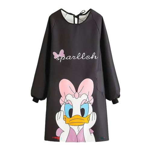 

hgTUP Daisy Duck Smock, Long Sleeve, Cooking Apron, Stain-Resistant, Kindergarten Apron with Appliqu and Sleeves, Perfect for Nursery Teachers, Wrink