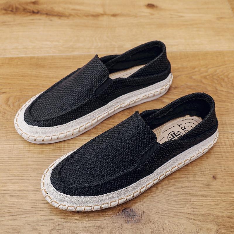 

One-pedal men s casual lazy shoes flat-bottomed beanie shoes linen breathable fisherman shoes 39