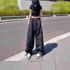 Women's Black Quick-Dry Wide-Leg Cargo Pants for Summer - Petite Jazz Street Dance Trend