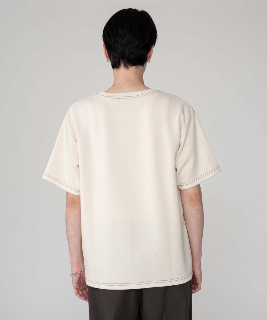 WEGO Short Sleeve Color Short Size Men's T-Shirt, Stitching, Top, Sleeve, Summer/Fall Clothes, Simple, Casual, Gift, L, Off-White