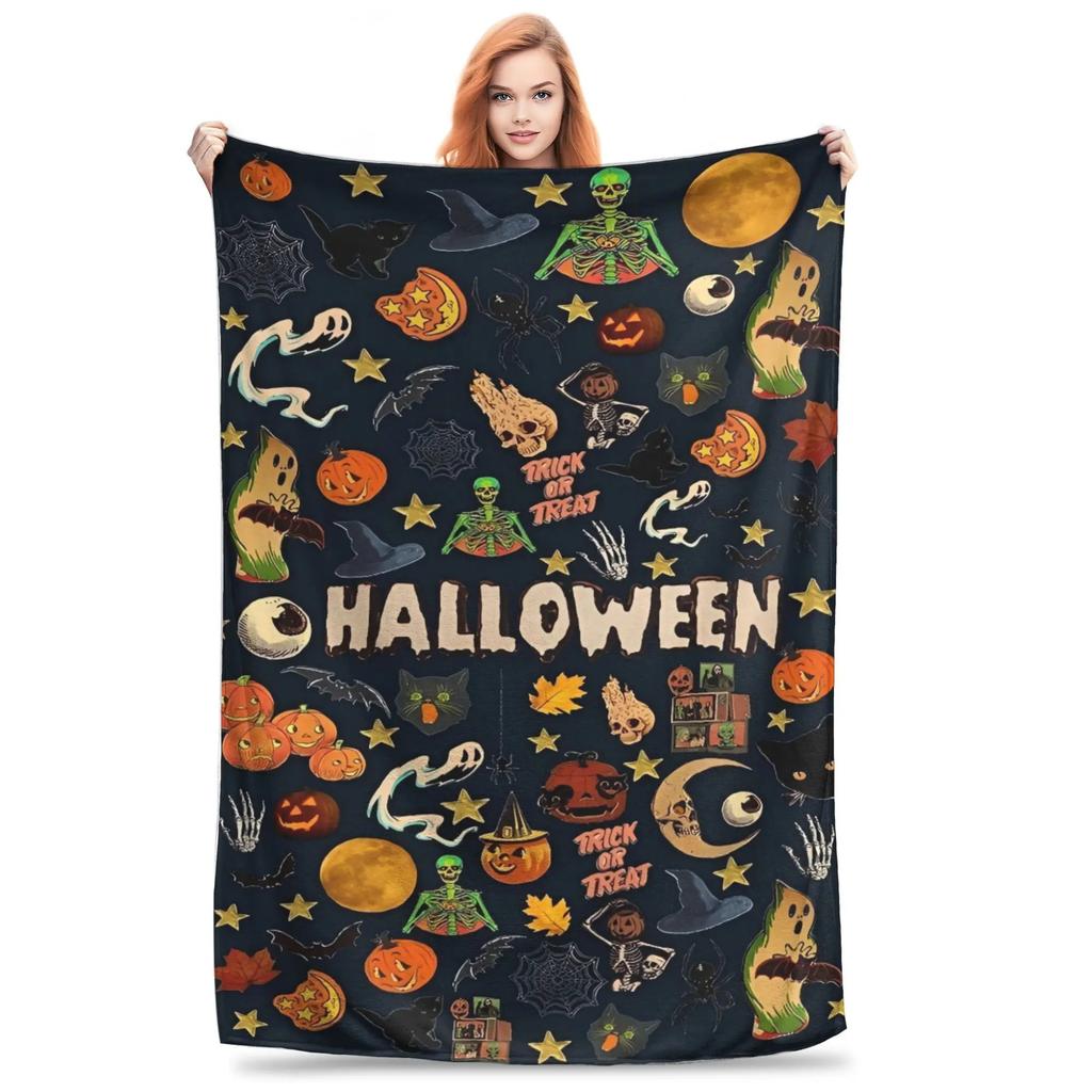 Halloween Themed Soft Warm Blankets Children Plush Throw Blanket Novelty Living Room Flannel Bedspread Sofa Bed Cover