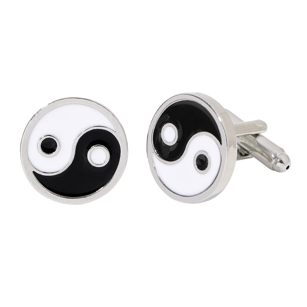 

Classic Mens Yin Yang Tai Chi Pattern Round Cufflinks Back And White Colors Taoism Sleeve Button Decoration Accessories