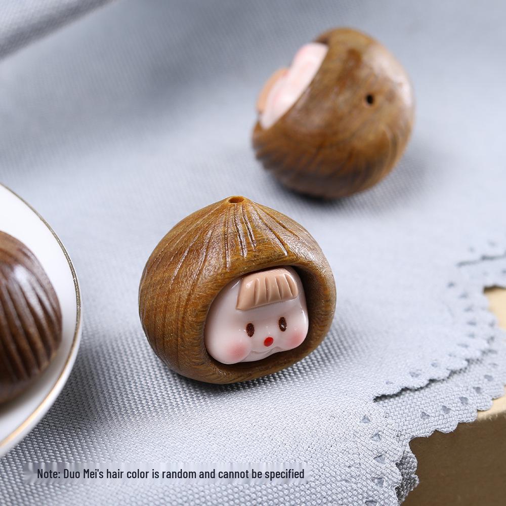 Rosewood Cartoon Chestnut Sister Garlic Pendant in Green Sandalwood Mobile Phone Chain