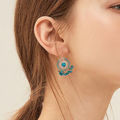 1 Pair Women Hook Earrings Colorful Ethnic Anti-deformed Bohemia Style Tassel Drop
