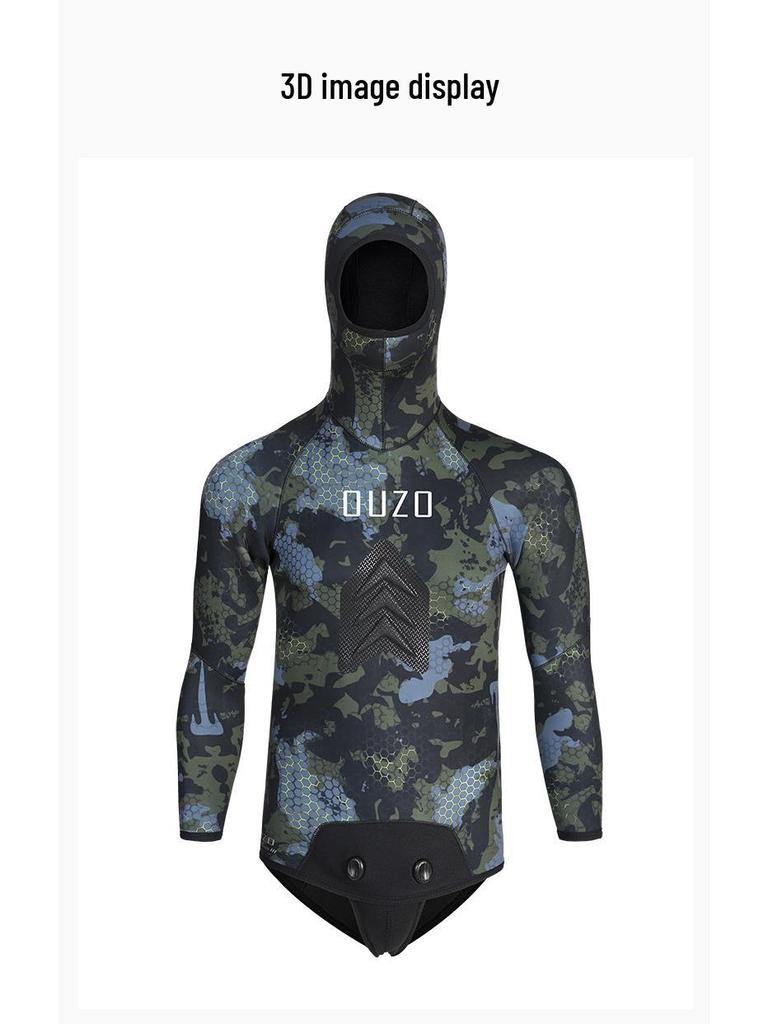7MM Camouflage Two-Piece Wetsuit: Cold-Proof, Thickened Freediving & Fishing Gear