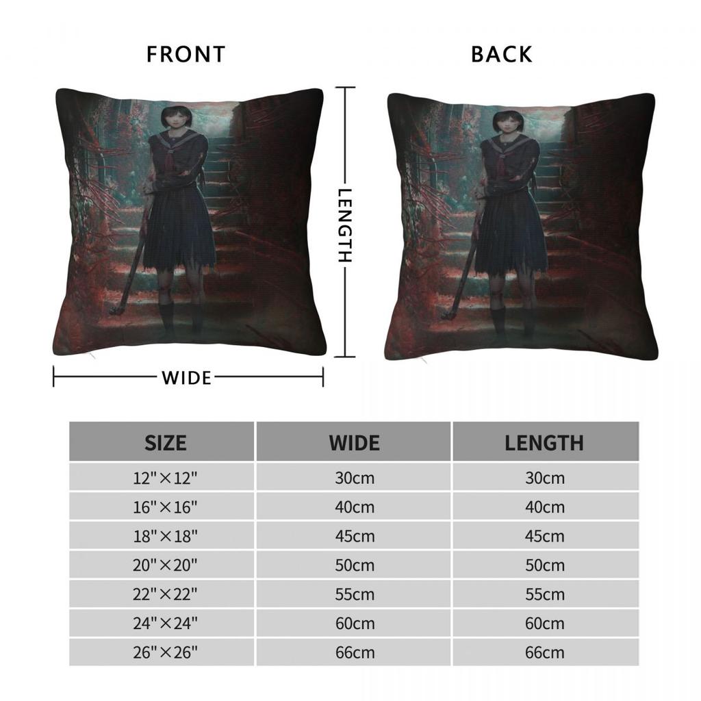 Horror Game Silent Hill F Pillowcase Printing Polyester Cushion Cover Gift Hinako Shimizu Pillow Case Cover Home Zipper 40*40Cm