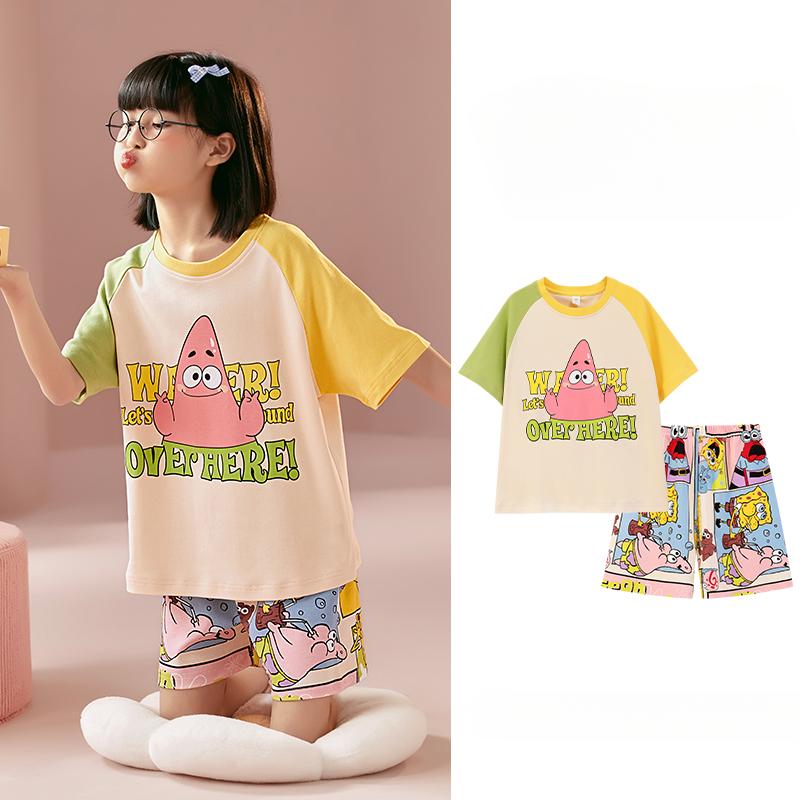 2025 MINISO Modisches und niedliches Cartoon-Anime-Print Jungen- und Mädchen-Kurzarm-Pyjama-Set für den Sommer Kinder-T-Shirt+Shorts 2-teiliges Set