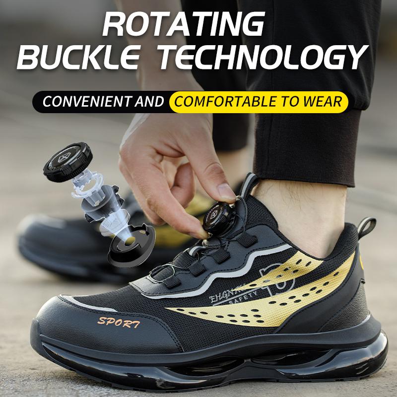 Safety Shoes for Men Steel Toe Lightweight Breathable Sneakers Anti Shock Anti-Puncture Industrial Warehouse Work Shoes Black