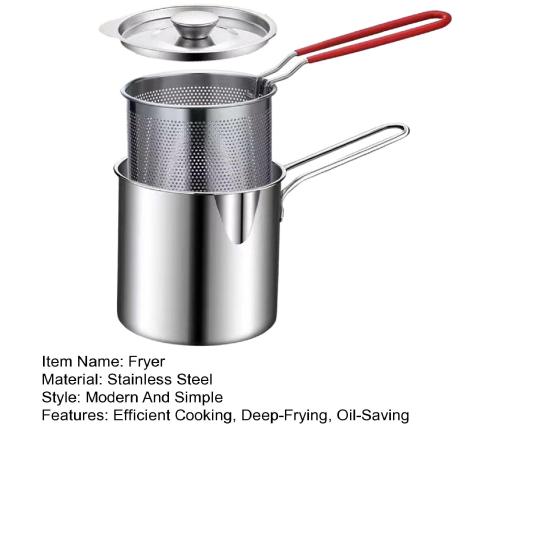 Stainless Steel Frying Pan Small Frying Pan Built-in Filter Basket Versatile