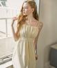 VIKINI VENDER Rachel Shirred Back-Point Long Dress - Cream Yellow