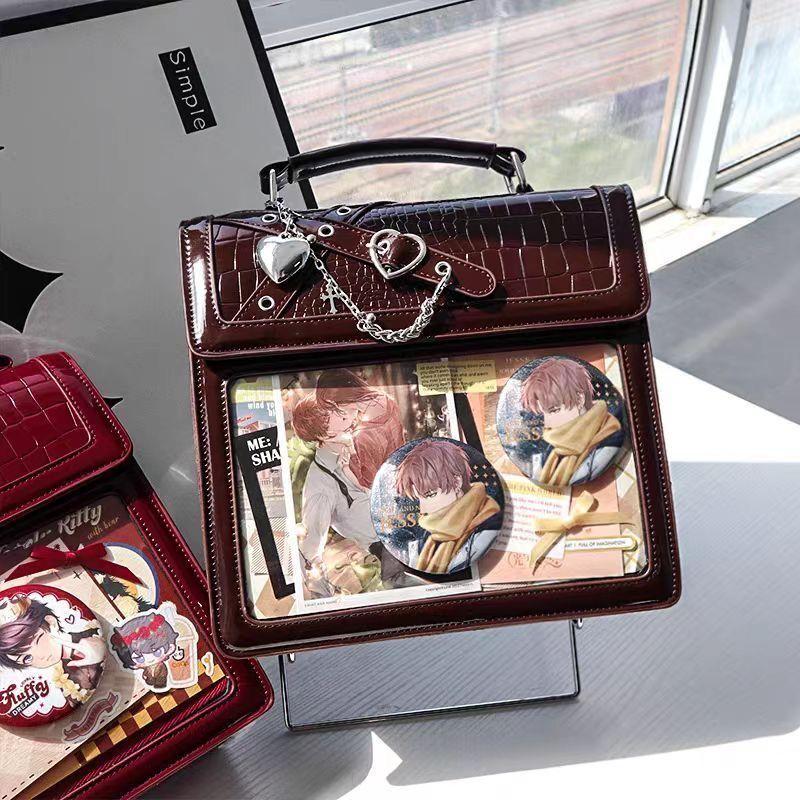 Women Gothic Backpack Kawaii Ita Bag Fashion Shoulder Bag Cute Girls Transparent Pocket Crossbody Bag New DIY Badge Knapsack