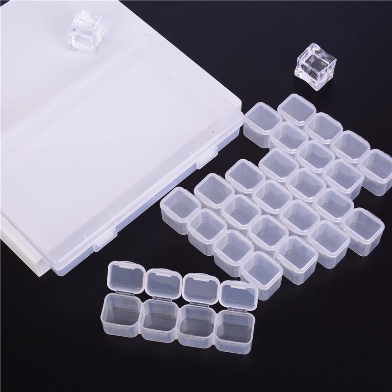 28 Slots Nail Art Storage Box Plastic Transparent Display Case Organizer Holder